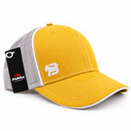 Gorra trucker BLUEGORILLA amarilla, vista lateral con rejilla transpirable