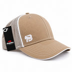 Gorra trucker BLUEGORILLA color crema, vista lateral con rejilla transpirable