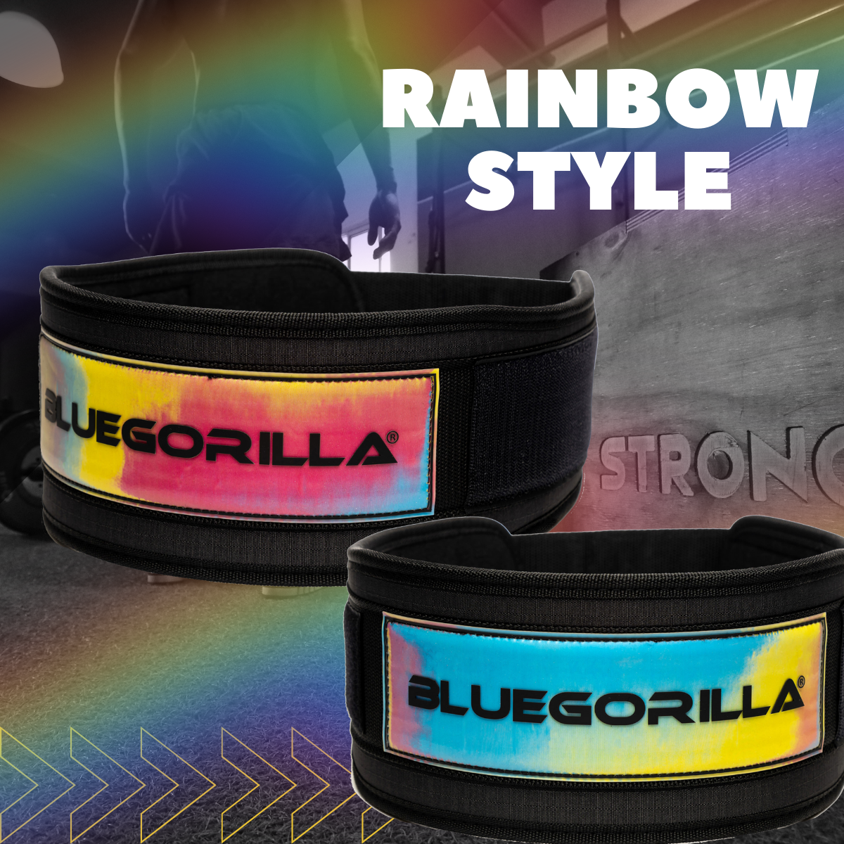 BLUEGORILLA® Cinturón Lumbar Gym. Levantamiento de Pesas y Entrenamiento. Parches. Diseñado para Altas Cargas