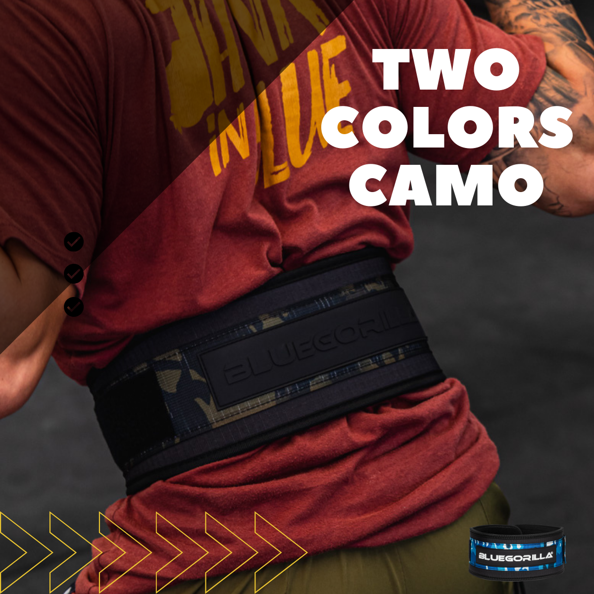 BLUEGORILLA® Cinturón Lumbar Gym. Levantamiento de Pesas y Entrenamiento. Parches. Diseñado para Altas Cargas