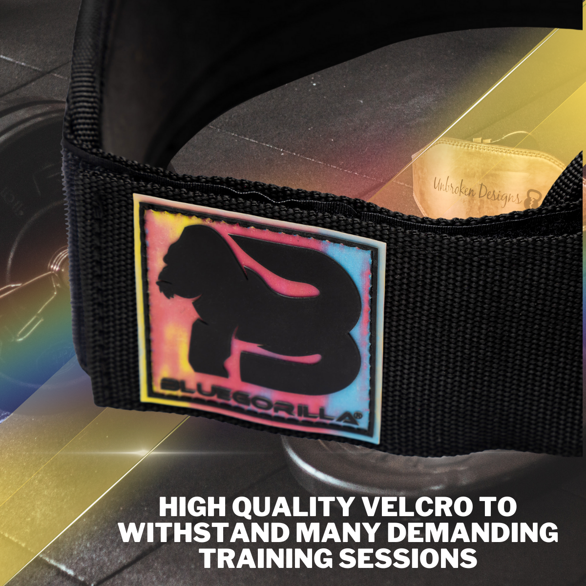 BLUEGORILLA® Cinturón Lumbar Gym. Levantamiento de Pesas y Entrenamiento. Parches. Diseñado para Altas Cargas