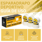 BLUEGORILLA® Esparadrapo Deportivo - Tape Oxido de Zinc - Pack 6 x 3,8cm. x 10mtr. Llavero KB