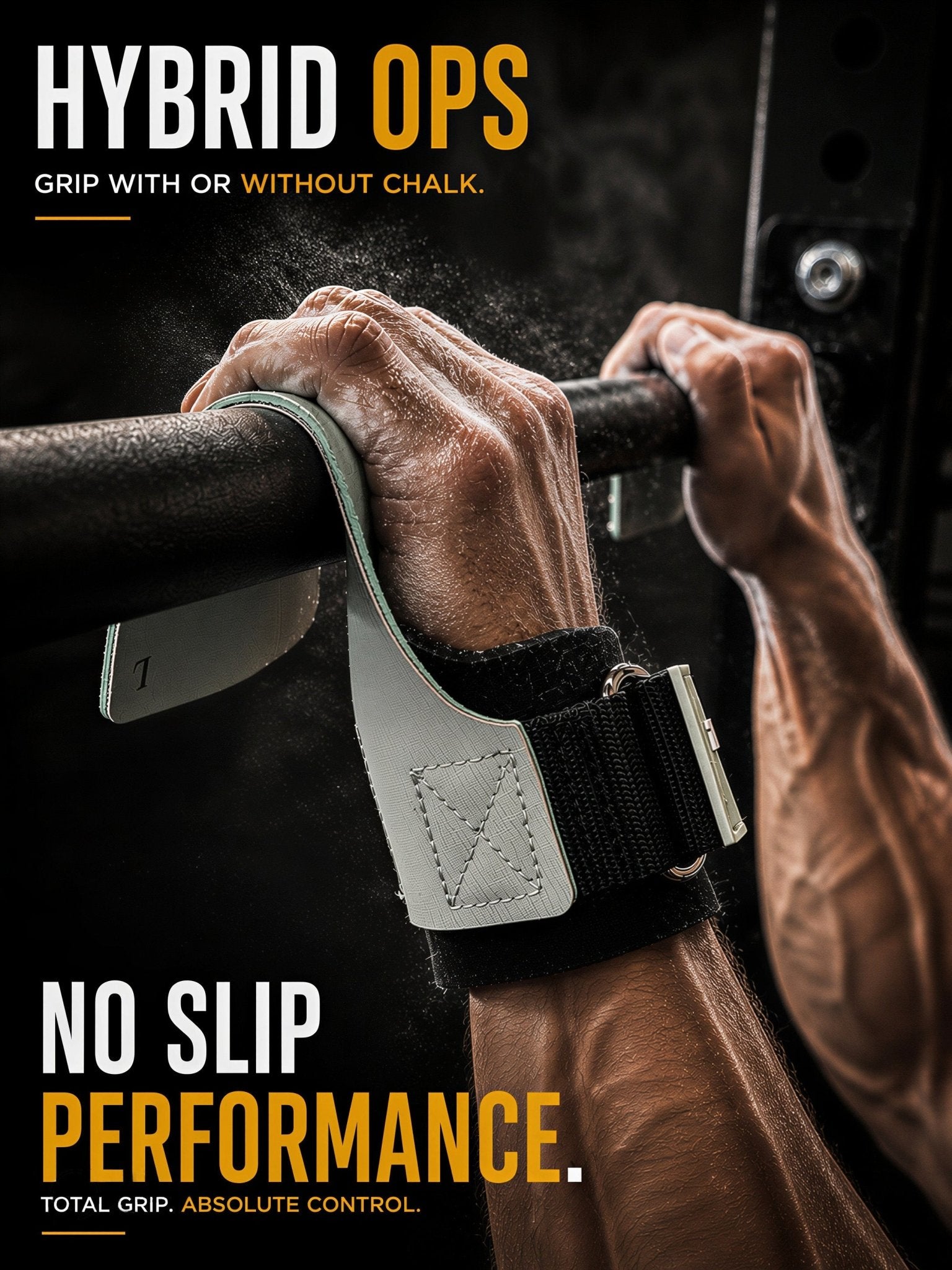BLUEGORILLA Hybrid Force - Calleras Crossfit de Máximo Agarre con o Sin Magnesio, Grips Híbridos para Gimnasia y Calistenia, Protección Sin Agujeros, Muñequera Neopreno CR + Llavero Regalo