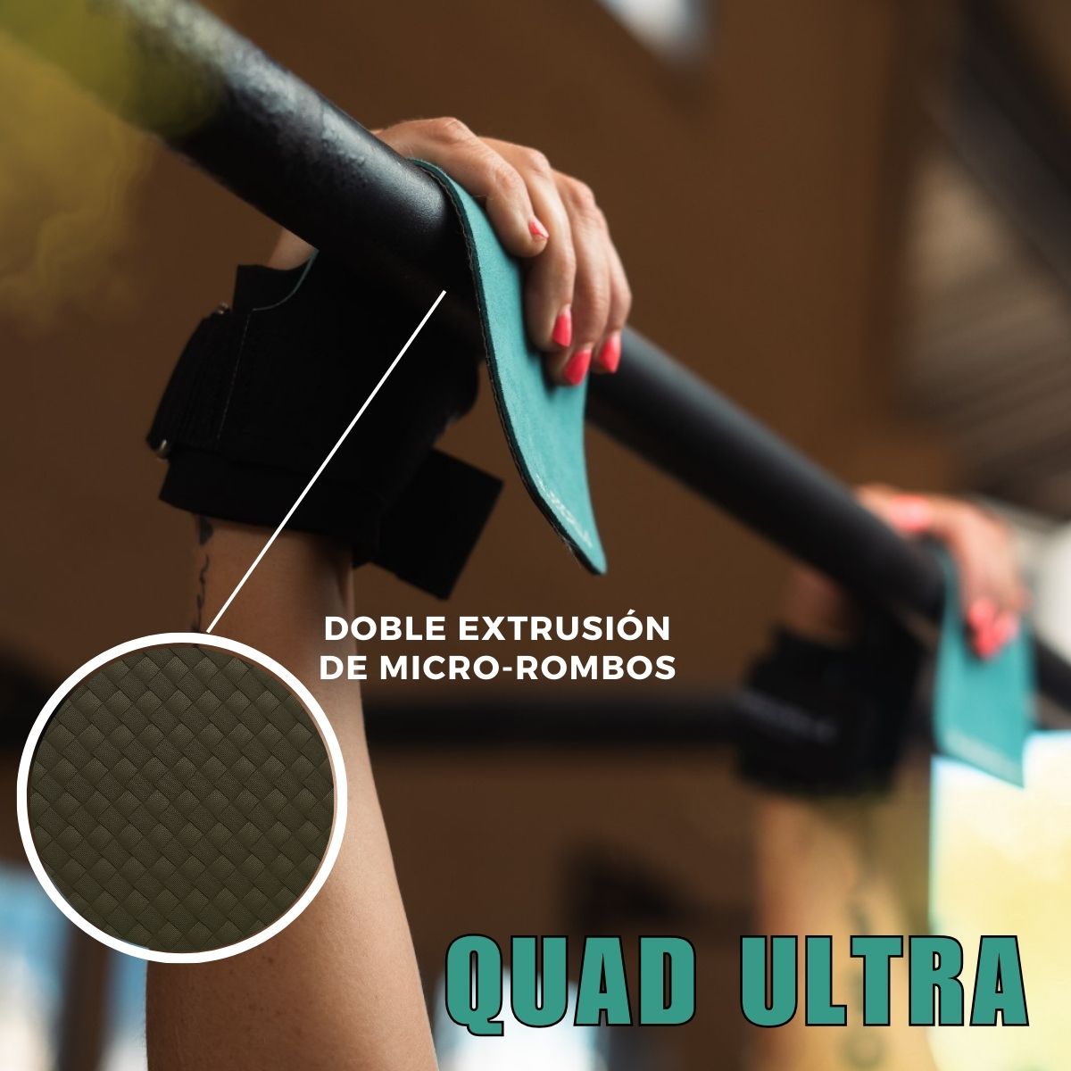 BLUEGORILLA® QUAD ULTRA -  Calleras para CrossTraining y Functional Training | Grip RX sin Magnesio | Neopreno Reforzado en Muñeca | Máxima Protección y Rendimiento