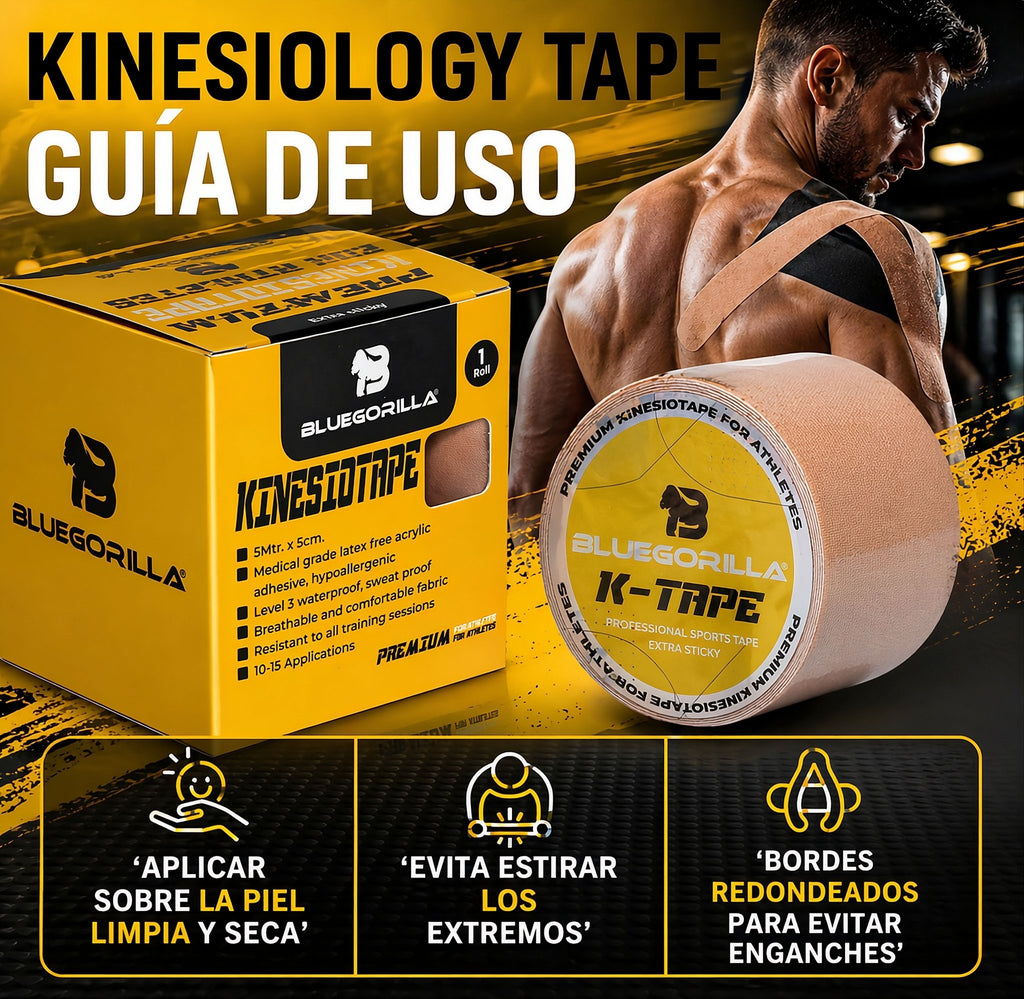 BLUEGORILLA® Premium Kinesiotape. Resistente al agua y al sudor (nivel 3). Sin latex. Llavero KB - BLUEGORILLA