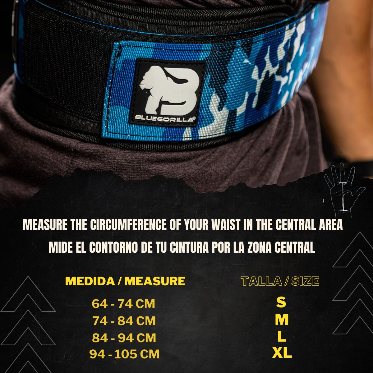 BLUEGORILLA® Cinturón Lumbar Gym. Levantamiento de Pesas y Entrenamiento. Parches. Diseñado para Altas Cargas