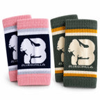 BLUEGORILLA - BLUEGORILLA® Muñequeras de Sudor Deportivas (Sweatbands) · Pack de 2 Pares - Tactical - crossfit, crosstraining, miami, muñequeras, pack, sweatbands, tactical - Two pairs of ribbed BLUEGORILLA sports sweatbands, one pink and navy and one dark green with yellow stripes, featuring.