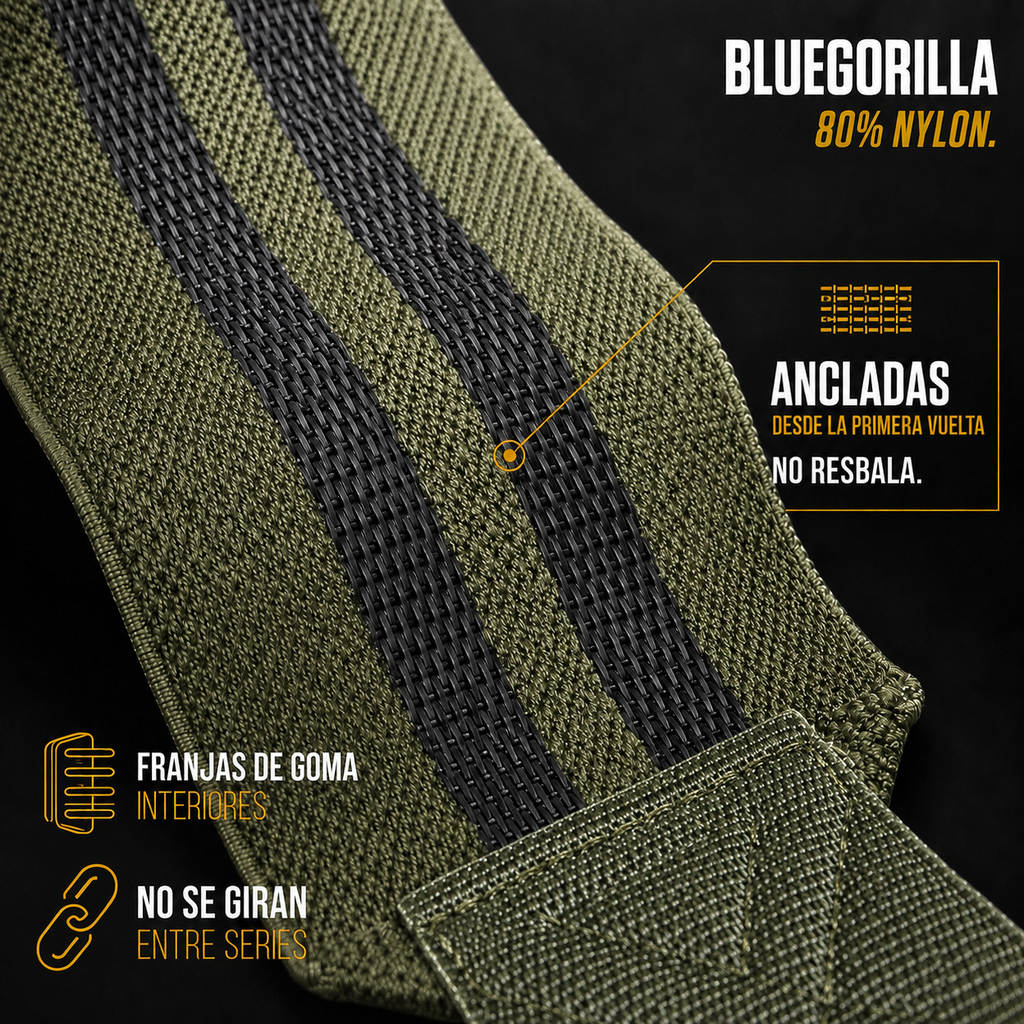 BLUEGORILLA® Muñequeras Performance – CrossFit y Halterofilia | Nylon 40 cm con bucle de pulgar