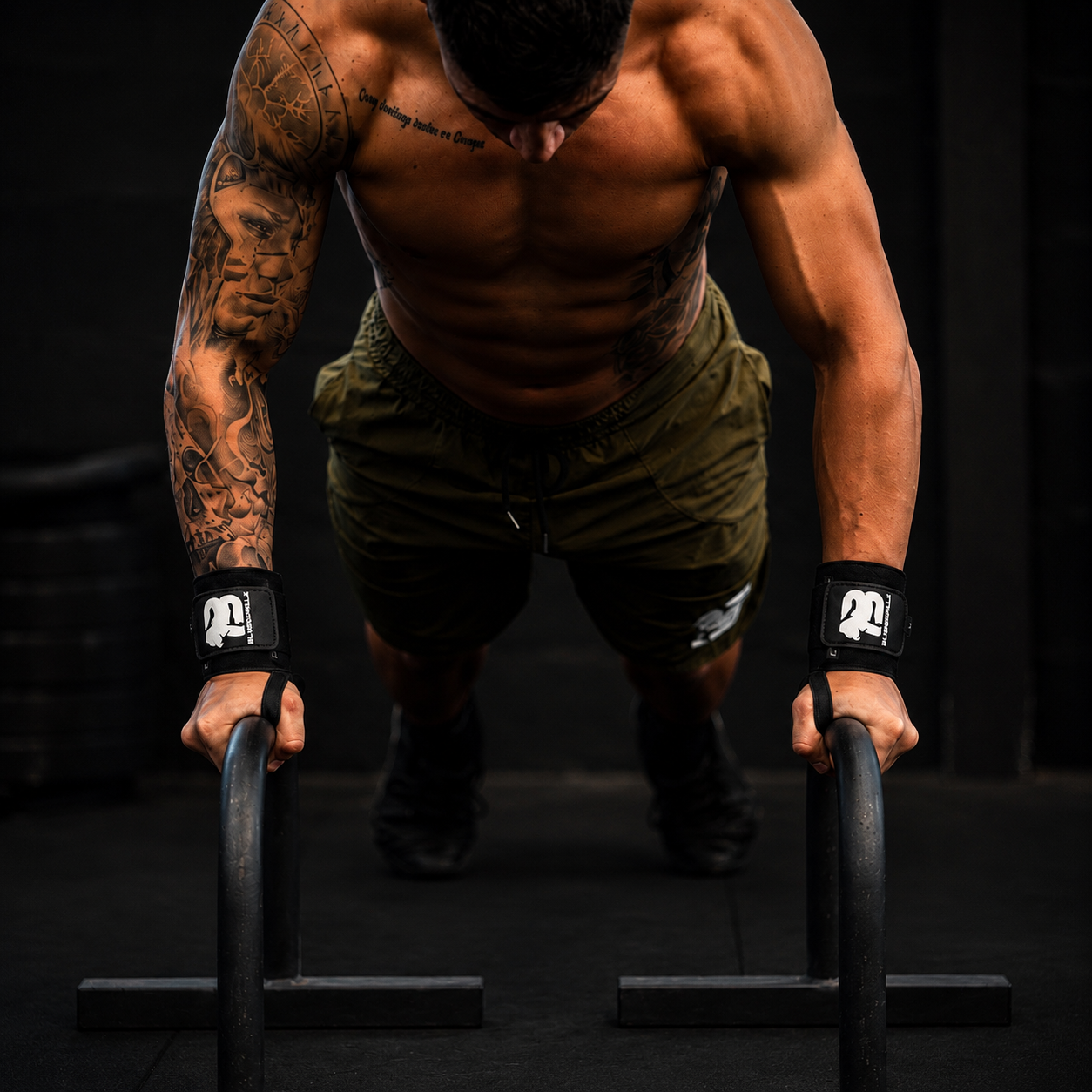 BLUEGORILLA® Muñequeras Performance – CrossFit y Halterofilia | Nylon 40 cm con bucle de pulgar