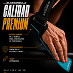 BLUEGORILLA - BLUEGORILLA® QUAD FORCE – Calleras CrossTraining y Functional | Grip RX, neopreno reforzado - M - Black neoprene BlueGorilla Quad Force grip pads with reinforced stitching for CrossFit and gymnastics training.