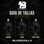 Guía de tallas de las calleras BLUEGORILLA: M, L y XL