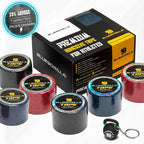 BLUEGORILLA - BLUEGORILLA® Tape Premium 5cm x 7mtr. (varios pack) - 6 Multicolor - BlueGorilla Premium athletic tape in red, black, and blue rolls with branded black and yellow packaging for CrossFit grip.